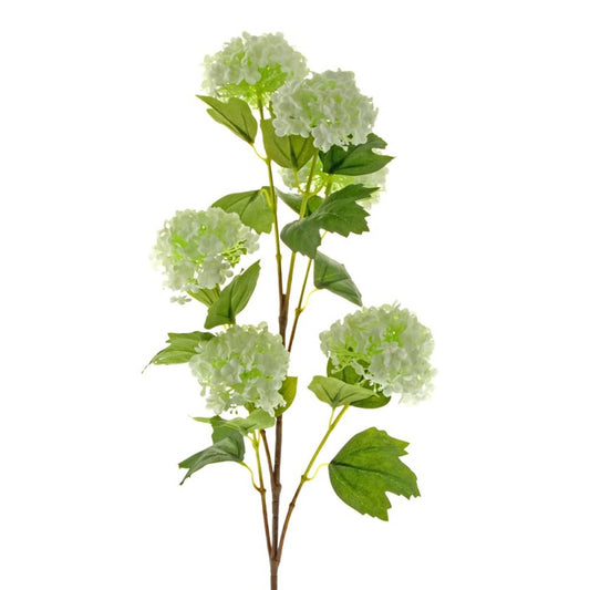 6 Head Snowball Viburnum Spray x 96cm - Cream